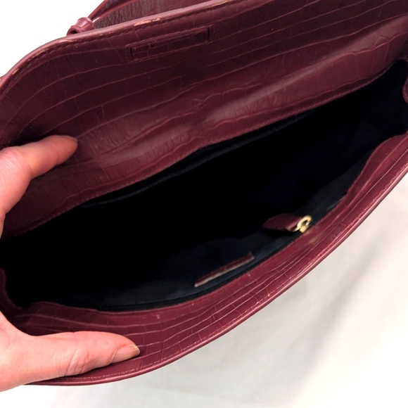 DeMellier Burgundy Croc Effect Bergen Bag - Picture 11 of 16